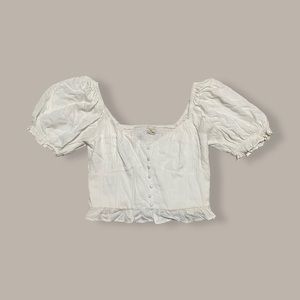 UO WHITE PUFF SLEEVE BLOUSE